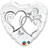 Letter Balloons Qualatex 18" Entwined Hearts Silver Foil Balloon
