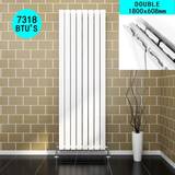 Elegant 1800 608 White Modern Double Panel Designer Rads Vertical Rads Compatible With All Heating Systems + Anthracite Thermostatic
