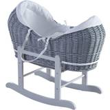 Bassinetts Kinder Valley Waffle Grey Pod Moses Basket with Rocking Stand Deluxe Fleece