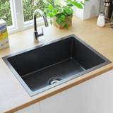Kitchen Sinks Topdeal Handmade Kitchen Sink with Strainer Black