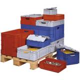 Mailing Boxes Industrial container, capacity 60 l, LxWxH 600 x 400 x 320 mm, pack of 3, blue