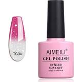 AIMEILI UV & LED Soak Off Gel Polish TC04 Hot Pink To Glitter White 10ml