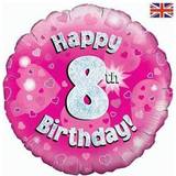Text & Theme Balloons Oaktree Happy 8th Birthday Pink Holographic