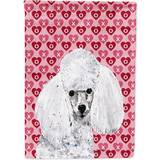 White Toy Poodle Hearts and Love Garden Flag