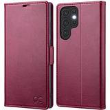 OCASE Compatible with Galaxy S22 Ultra 5G Wallet Case, PU Leather Flip Folio Case with Card Holders RFID Blocking Kickstand [Shockproof TPU Inner Shell] Phone Cover 6.8 Inch (2022) Burgundy