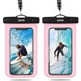 JOTO Waterproof Case Universal Phone Holder Pouch, Underwater Cellphone Dry Bag Compatible with iPhone 13 Pro 12 11 Pro Max XS XR X 8 7 6S, Galaxy S21 S20 S10 Note Pixel Up to 7.0" -2 Pack,Clearpink