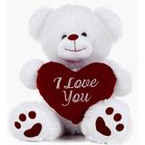 Paws White Teddy Bear Holding Red Heart with I Love You 27cm