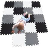 Play Mats MQIAOHAM playmat Foam Play Tiles Interlocking Play mat Baby Play mats for Kids Floor mats for Children Foam playmats Jigsaw mat Baby Puzzle mat 18 Pieces Children Rug Crawl White Black Grey 101104112