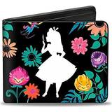 Wallet Bifold Alice Pose Silhouette Curiouser Curiouser Floral Collage