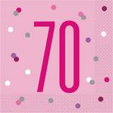 Unique Party 83573 Pink 70" Lunch Paper Napkins-6.5" x 6.5" Glittery 16 Pcs, Age