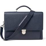 Men Briefcases Aspinal of London Mens Blue Pebble Leather City Laptop Briefcase
