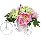 Metal Artificial Plants Nearly Natural Peony and Hydrangea Tricycle Silk Flower Arrangement Artificial Plant