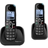 Amplicomms BigTel 1502 Duo Cordless Phone Twin Handset, Black