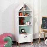 Bookcases Kid's Room Homcom 142x50cm Childs Rocket Bookshelf With 3
