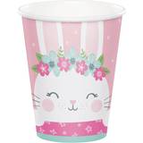 8 Bunny Rabbit Paper Party Cups, 1st Birthday Paper Cups, Girls Birthday, Easter Party, Childrens Pink Party Cups, Cute Kids Party