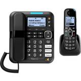 Amplicomms BigTel 1580 Combo Corded Phone & Cordless Extension Handset, Black