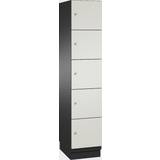 C P CAMBIO compartment locker with sheet steel doors, 5 compartments, width 400 mm, body black grey door pure white
