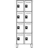 Wolf Compartment locker, compartment height 450 mm, HxWxD 1850 x 800 x 500 mm, compartment width 400 mm, body door colour light grey flame red