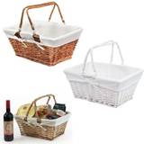 JVL Natural Wooden Wicker Shopping Shop Bread Box Display Traditional Basket