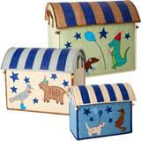 Rice Kid's Room Rice Raffia Toy Baskets with Blue Party Animal Theme 3 Set