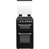 50cm double oven gas cooker Montpellier MDOG50LK Black Grey, Silver