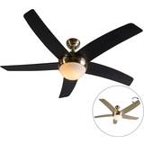 QAZQA Ceiling fan gold with remote control
