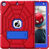 Red Cases Grifobes iPad 6th/5th Generation Cases 2018/2017, iPad Air 2 Case 2014 9.7 inch, Heavy Duty Shockproof Rugged Protective iPad 5 6 Gen 9.7" Case with Stand for Kids Boys Children (Red+Blue)