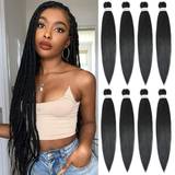 Alrence Long Pre Stretched Braiding Hair 1B 8-pack