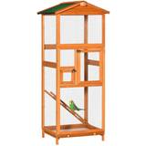 Pawhut Wooden Bird Cage Aviary for Finches w/ Removable Tray