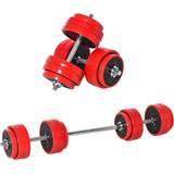 Adjustable Dumbbells Weights Homcom Two In One Dumbbell and Barbell 30KG