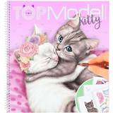 Plastic Colouring Books Depesche 12282 TOPModel Create Your Kitty – målar- och klistermärkesbok med 92 sidor för att designa söta katter, målarbok med klistermärkesark och spiralbindning