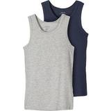Blue Tank Tops Children's Clothing Name It Tank Top 2-pack - Grey Melange (13208843)