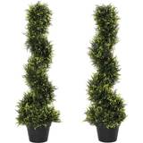 Artificial Plants OutSunny Spiral Topiary Trees Set of 2 Artificial Plant 2pcs