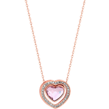 Jon Richard Dancing Heart Pendant Necklace - Rose Gold/Pink/Transparent