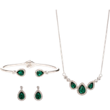Jewellery Sets Jon Richard Trio Set - Silver/Emerald/Crystals