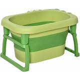 Homcom Baby Bath Tub Collapsible Non-Slip with Stool Seat Green