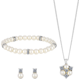 Adjustable Size Jewellery Sets Jon Richard Trio Set - Silver/White/Transparent
