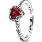 Red Jewellery Pandora Elevated Heart Ring - Silver/Red/Transparent