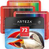 Arteza Professional Watercolour Pencils in Storage Tin, Set of 72, Multi Coloured Art Drawing Pencils in Bright Assorted Shades, Great for Blending