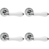 Loops 4x pair Porcelain Handle with Ringed Detailing 58mm Round Rose