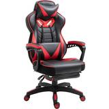 Gaming Chairs Vinsetto Gaming Chair Ergonomic Reclining Manual Footrest Wheels Red