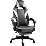 White Gaming Chairs Vinsetto Gaming Chair with Footrest Computer Chair Lumbar Pillow Grey