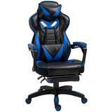 Gaming Chairs Vinsetto Gaming Chair Ergonomic Reclining Manual Footrest Wheels Stylish - Blue
