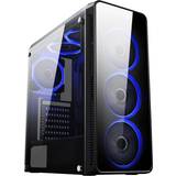 CiT Blaze Gaming Chassis 6 Single Ring Fan Blue Tempered Glass