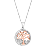 Simply Silver Tree Of Love Shaker Pendant Necklace - Silver/Rose Gold/Transparent