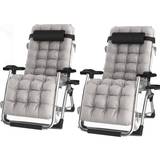 Camping Furniture Groundlevel Luxury Recliner Extra Wide Gravity Chairs With Cup Holder Set Of 2