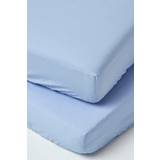 Blue Sheets Kid's Room Homescapes Cotton Cot Bed Fitted Sheets 200 Thread Count, 2 Pack