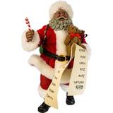 Kurt Adler 10.5" Fabriche' Black Santa with List Candy Cane Christmas Tree Ornament
