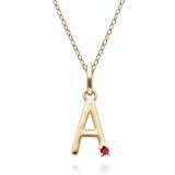 Red Necklaces Gemondo Initial A-Z Letter Necklace - Gold/Ruby