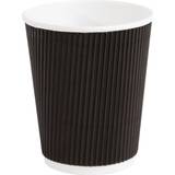 Plastic Cups Fiesta Recyclable Coffee Cups Ripple Wall Black 225ml 8oz (Pack of 25)